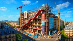 Illustration de la fermeture et rénovation du Centre Pompidou à Paris.