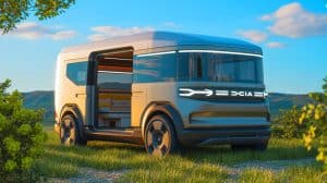 Illustration de la fausse image du camping-car Dacia Sandman générée par intelligence artificielle.