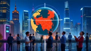 Illustration de l'interruption temporaire d'Internet par la Chine, isolant le monde numérique pendant plus d'une heure.