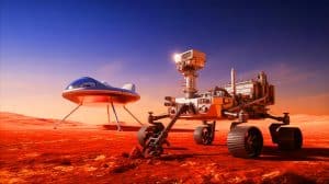 Illustration de la course entre la Chine et la NASA pour ramener des échantillons martiens sur Terre.
