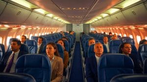 Illustration de la problématique des fumées toxiques dans les avions de ligne.