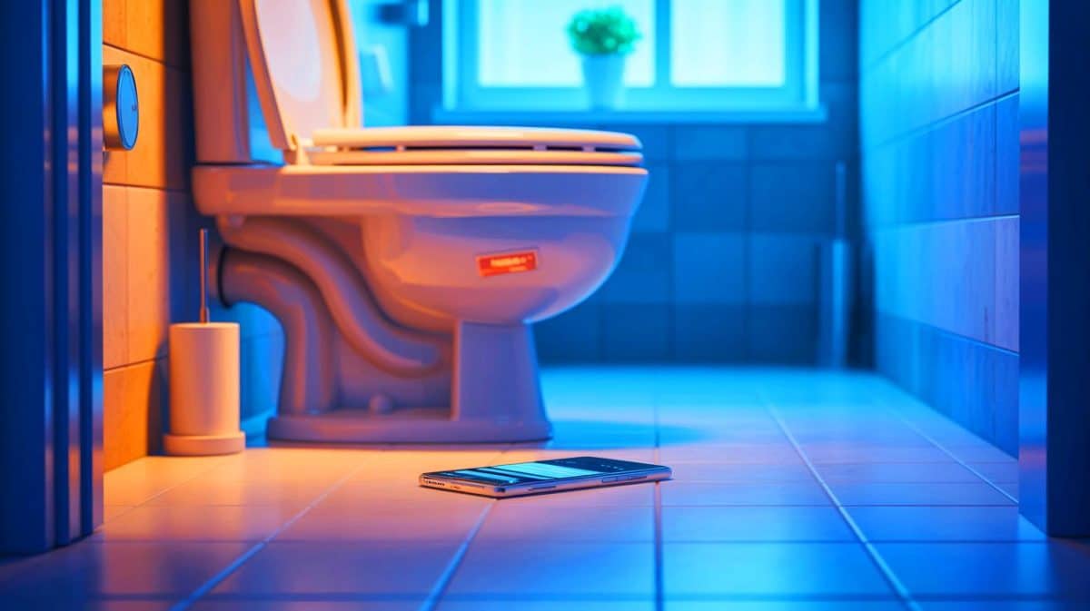 « Votre smartphone provoque des hémorroïdes mortelles » : cette étude américaine bouleverse les habitudes et révèle un danger caché depuis toujours Illustration de l'impact de l'utilisation des smartphones aux toilettes sur la santé.