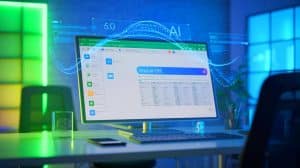 Illustration de l'intégration de l'intelligence artificielle dans Microsoft 365 pour transformer la productivité.
