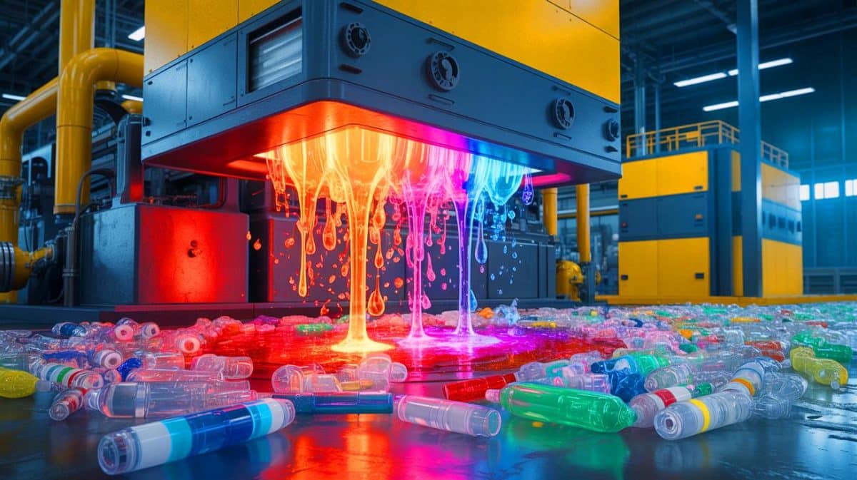 « On transforme vos déchets plastiques en essence à 900°C » : cette pyrolyse atteint 66% de rendement et menace l’industrie pétrolière mondiale Illustration de la transformation des déchets plastiques en carburant par pyrolyse.