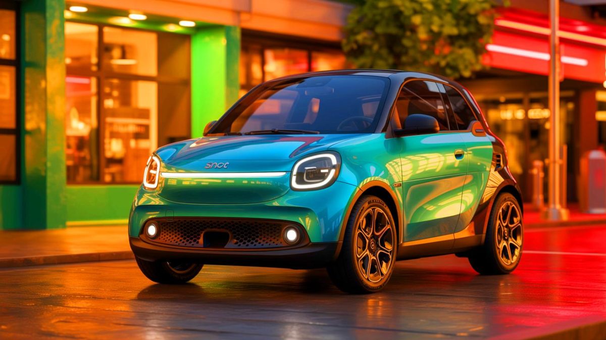 Illustration de la présentation du nouveau modèle électrique biplace Smart #2.