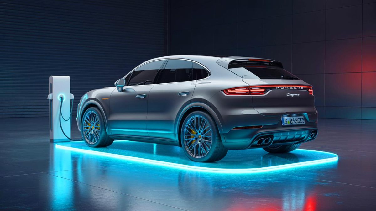 Porsche lance une recharge sans fil révolutionnaire de 11 kW qui supprime définitivement les câbles et transforme l’industrie automobile électrique Illustration de la technologie de recharge sans fil pour le Porsche Cayenne électrique.