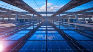 Illustration de l'utilisation innovante de l'énergie solaire pour améliorer l'efficacité des centres de données.