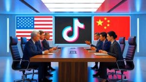 Illustration de l'accord potentiel entre TikTok, les États-Unis et la Chine autour de l'algorithme sous licence.