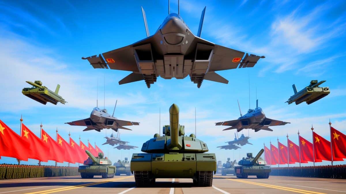 « Leurs missiles touchent en 30 secondes » : cette parade militaire chinoise qui révèle des armes terrifiantes divise les experts mondiaux Illustration de la parade militaire chinoise mettant en avant les nouvelles technologies d'armement.