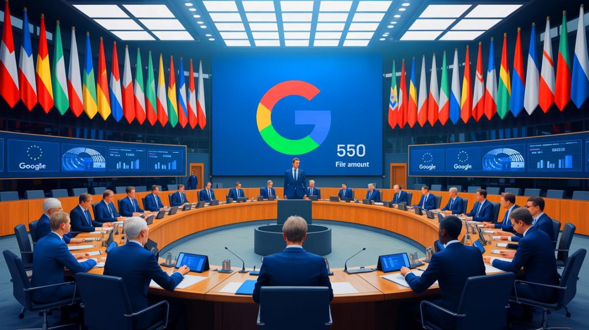 L’Europe frappe Google avec une amende record de 2,95 milliards d’euros qui pulvérise les sanctions antérieures et bouleverse le marché publicitaire Illustration de l'amende infligée à Google par l'Union européenne pour abus de position dominante dans la publicité en ligne.
