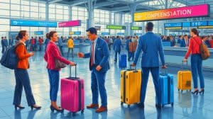Illustration de la remise en question des droits des passagers aériens par le décret 2025-772.