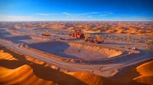 Illustration de la découverte d'un gigantesque gisement d'uranium dans le désert d'Ordos en Chine.