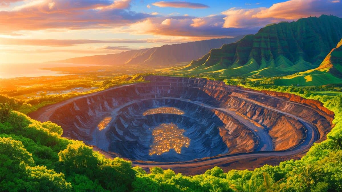 « Ils ont trouvé de l’or à Hawaï » : cette découverte géologique pourrait bouleverser l’économie mondiale (mais personne ne pourra l’extraire avant des millions d’années) Illustration de la découverte d'un gisement d'or colossal à Hawaï.