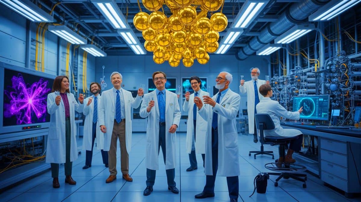 Illustration de la remise du prix Nobel de physique pour des avancées en mécanique quantique.
