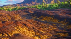 Illustration de la découverte d'un immense gisement d'or à Hawaï et ses implications économiques et environnementales.