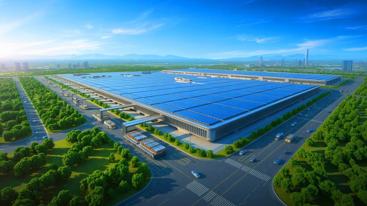 « Tesla doit s’inquiéter » : la mégafactory de BYD en Chine produit une voiture électrique toutes les 30 secondes (et change les règles du jeu) Illustration de la mégafactory innovante de BYD à Zhengzhou, symbole de la révolution industrielle dans le secteur automobile.