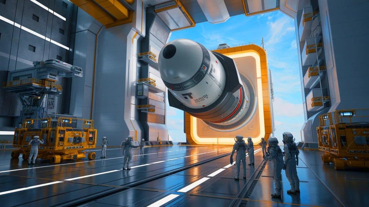« La Chine veut catapulter ses vaisseaux dans l’espace » : un système de propulsion électromagnétique pourrait remplacer les fusées et révolutionner l’accès à l’orbite Illustration de la technologie de propulsion électromagnétique développée par la Chine pour les lancements spatiaux.
