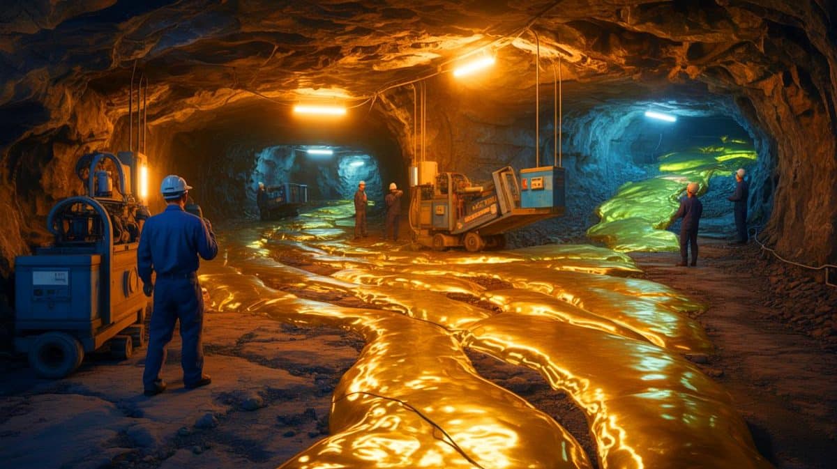 « Un trésor sous la Chine » : un gisement d’or “supergéant” de 1 100 tonnes découvert à Wangu, le plus vaste jamais trouvé au monde Illustration de la découverte d'un gisement d'or « supergéant » en Chine sous le champ aurifère de Wangu.