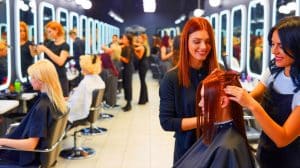 Illustration de salons d'application offrant des services de coiffure à prix réduit.