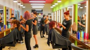 Illustration de l'économie réalisée en se rendant dans un salon d'application de coiffure.