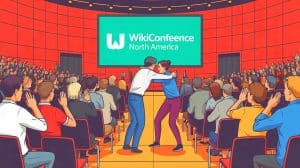 Illustration de l'intervention de bénévoles lors de l'incident armé à la WikiConference North America.