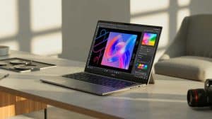Illustration de l'Asus ProArt P16, une station de travail portable alliant puissance et portabilité pour les créateurs.