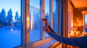 Illustration de la détection et réparation des infiltrations d'air pour améliorer l'efficacité énergétique des logements.