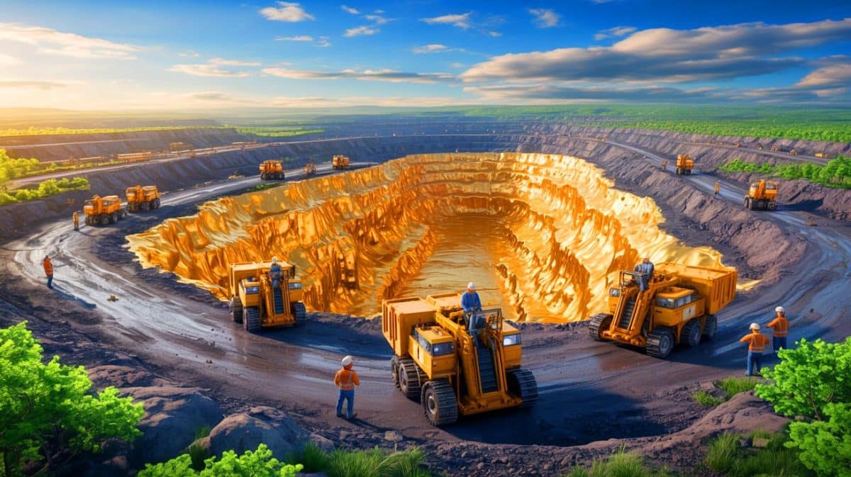Découverte en Chine : des gisements d’or de 80 milliards d’euros promettent une révolution économique et sociale Illustration de la découverte des gisements d'or en Chine et de leur impact économique potentiel.