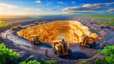 Découverte en Chine : des gisements d’or de 80 milliards d’euros promettent une révolution économique et sociale Illustration de la découverte des gisements d'or en Chine et de leur impact économique potentiel.