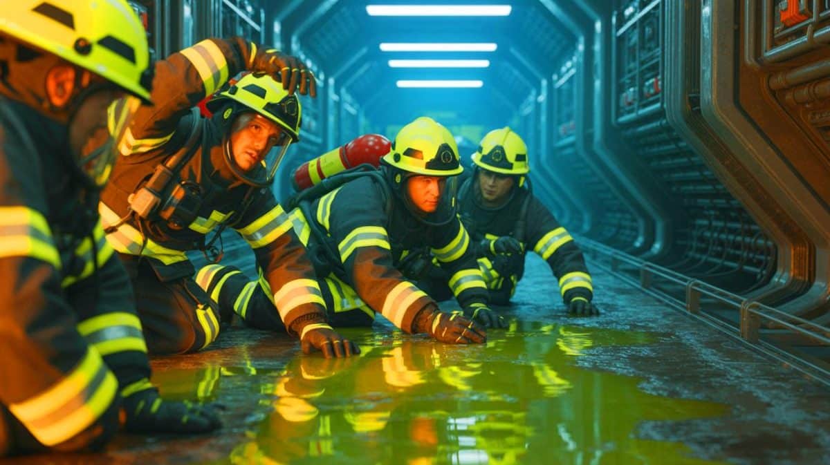 Des pompiers gravement blessés par un produit chimique : un projet d’Elon Musk en question Illustration de l'incident impliquant des pompiers brûlés par un agent chimique dans les tunnels de The Boring Company.