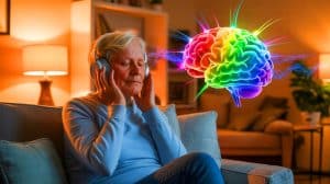 Illustration de l'impact positif de la musique sur le cerveau des seniors.