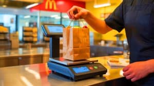 Illustration de la balance intelligente de McDonald's développée pour vérifier la complétude des commandes.