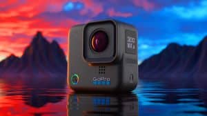 Illustration de la caméra GoPro Max 2 avec ses innovations technologiques et sa résolution 8K.