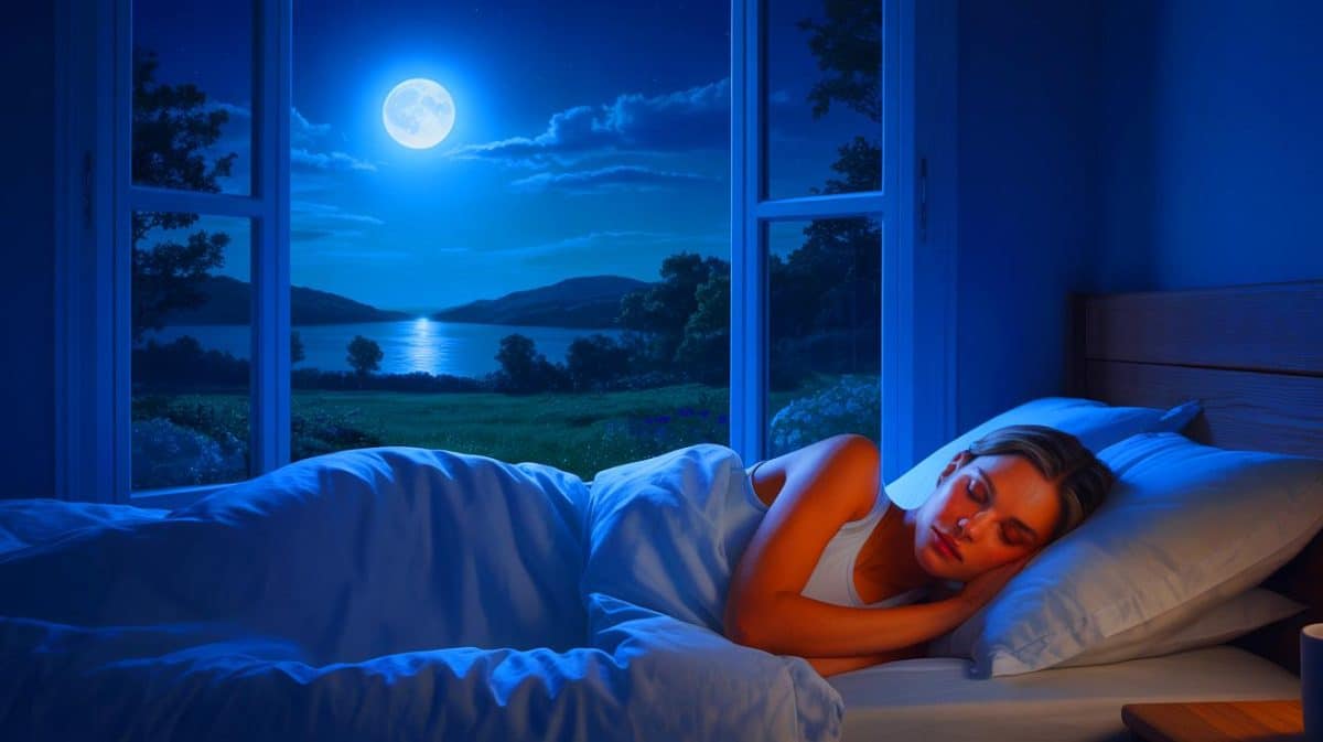 La pleine lune influence-t-elle vraiment vos nuits ? La science révèle l’impact sur votre sommeil Illustration de l'influence de la pleine Lune sur le sommeil humain.