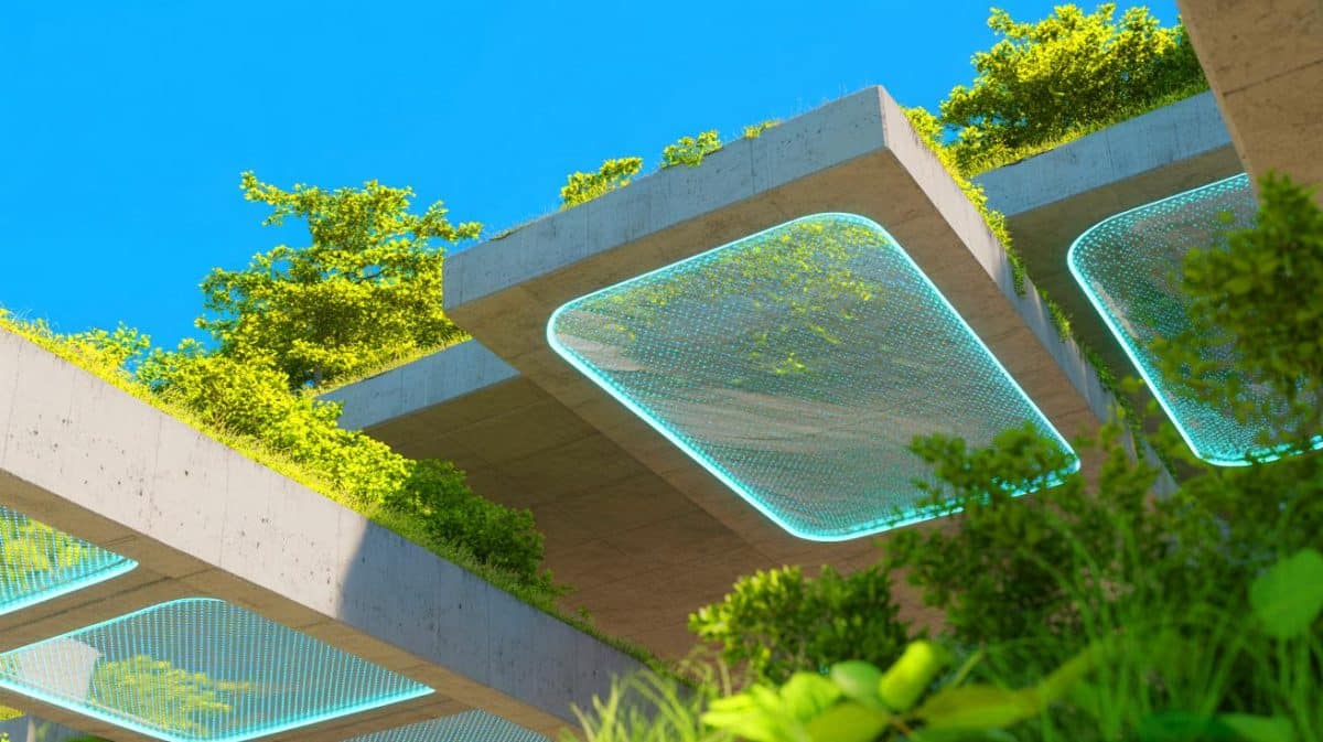 Le béton se renforce et devient écologique : une avancée qui pourrait bouleverser l’industrie de la construction Illustration de la durabilité et des avancées technologiques dans la structure du béton.