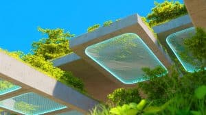 Illustration de la durabilité et des avancées technologiques dans la structure du béton.