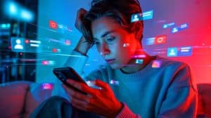 Illustration de la quête moderne de validation et de reconnaissance à travers les réseaux sociaux.