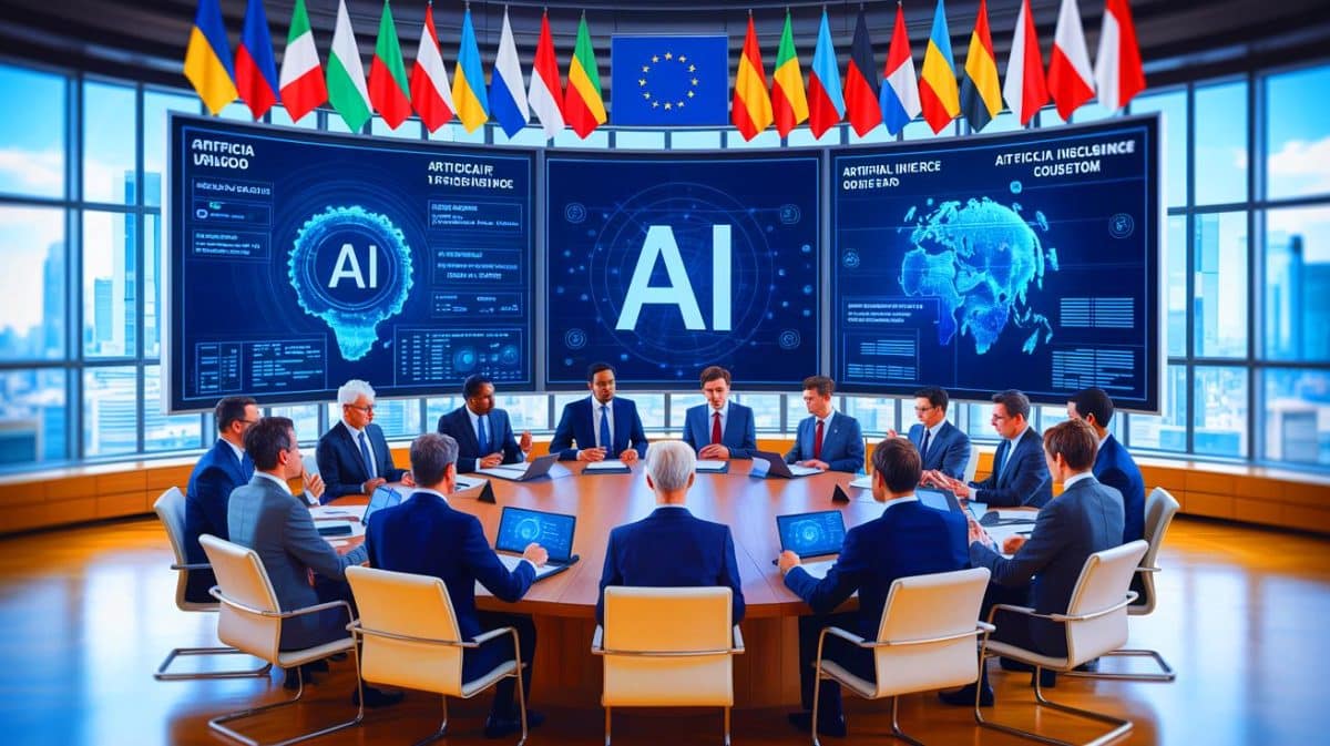 L’Union européenne prête à assouplir sa loi sur l’IA sous l’influence américaine : quelles implications ? Illustration de l'assouplissement de la législation européenne sur l'intelligence artificielle sous influence américaine.
