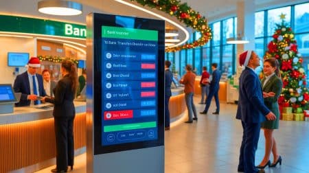 Les virements bancaires continuent à Noël : ce que cela signifie pour vos transactions pendant les fêtes Illustration de la suspension des virements bancaires traditionnels pendant les jours fériés de Noël.