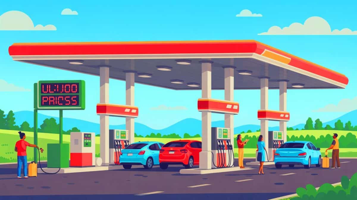 L’essence à 0,68 €/litre aux États-Unis : les raisons derrière des prix imbattables et leurs implications pour vous Illustration de la baisse des prix de l'essence aux États-Unis avec un affichage de 0,68 €/litre.